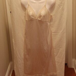 Vintage Off white lace trimmed full length Satin Slip Made in USA